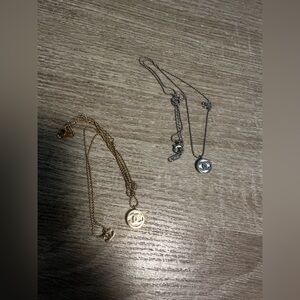 Delicate CHANEL pendent w CC on rope necklace - Stainless Steele/14k Gold plated